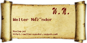 Welter Nándor névjegykártya